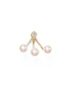 Zoe Chicco 14k Yellow Gold And Diamond Stud Earring With Cultured Freshwater Pearl Ear Jacket