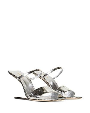 Cult Gaia Women's Rene Snakeskin Embossed Leather High Heel Mules