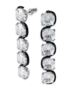 Swarovski Harmonia Cushion Cut Crystal Linear Drop Earrings In Two Tone