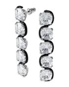 Swarovski Harmonia Cushion Cut Crystal Linear Drop Earrings In Two Tone