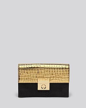 Milly Clutch - Sienna Gold/black Embossed Convertible