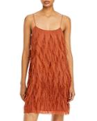 Rebecca Taylor Feather Trim Silk Mini Slip Dress