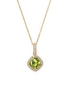 Peridot Cushion Cut And Diamond Pendant Necklace In 14k Yellow Gold, 16 - 100% Exclusive