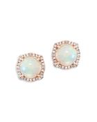Bloomingdale's Opal & Diamond Halo Stud Earrings In 14k Rose Gold - 100% Exclusive