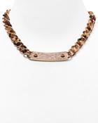 Michael Kors Pave Plaque Curb Chain Toggle Necklace, 18