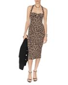 Galvan Diana Leopard Bustier Halter Dress