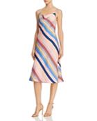 Lucy Paris Siena Rainbow-stripe Slip Dress