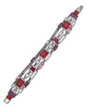 Lauren Ralph Lauren Pave & Multicolor Stone Triple Row Flex Bracelet In Hematite Tone