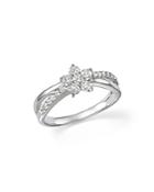 Diamond Flower Crossover Ring In 14k White Gold, .60 Ct. T.w. - 100% Exclusive