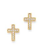 Bloomingdale's Diamond Cross Stud Earrings In 14k Yellow Gold, 0.10 Ct. T.w. - 100% Exclusive