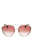 Valentino Mirrored Brow Bar Square Aviator Sunglasses, 58mm