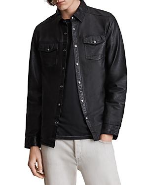 Allsaints Irwin Leather Regular Fit Button Down Shirt