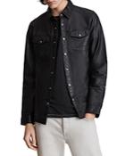 Allsaints Irwin Leather Regular Fit Button Down Shirt