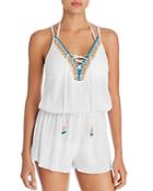 Isabella Rose Pool Party Lace Up Romper Swim Cover-up