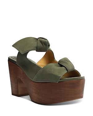 Alexandre Birman Women's Clarita Asymmetric Bow Suede Platform Clogs