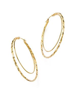 14k Yellow Gold Round Double Hoop Earrings - 100% Exclusive
