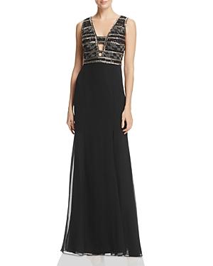 Adrianna Papell Beaded-bodice Gown