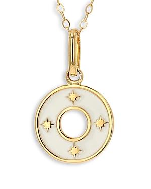 Rachel Reid 14k Yellow Gold White Enamel Decorative Disc Pendant Necklace, 17