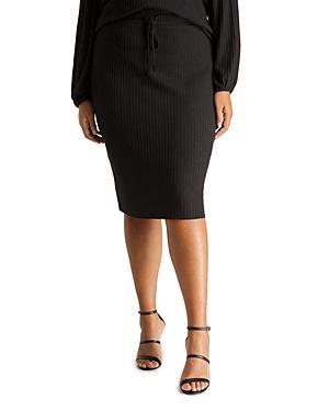 Estelle Plus Hera Ribbed Drawstring Pencil Skirt