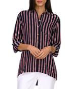 Michael Michael Kors Striped Oversized Button Down Shirt