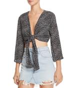 Fore Mini-leopard Tie-front Cropped Top