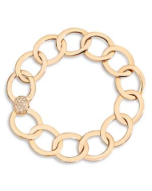 Pomellato 18k Rose Gold Brera Chain Link Bracelet With Brown Diamond Clasp