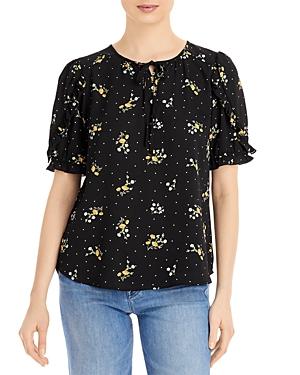 Status By Chenault Floral Print Ruffle Trim Peasant Top