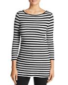 Three Dots Ribbed Donegal Stripe Top