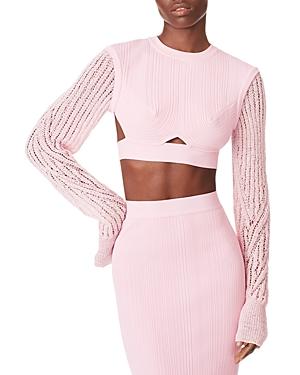 Herve Leger Mixed Gauge Variegated Rib Crop Top