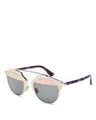 Dior So Real Mirrored Leather-trim Sunglasses, 48mm