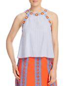 Tory Burch Meg Embroidered Stripe Top