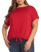 Karen Kane Plus Boat Neck Tie-front Top