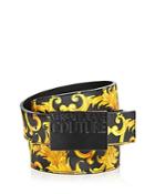 Versace Jeans Couture Men's Logo Plaque Buckle Baroque Print Reversible Leather Belt