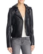 Linea Pelle Hooded Leather Moto Jacket