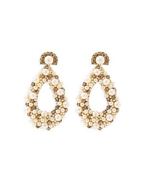 Deepa By Deepa Gurnani Arabella Pave & Imitation Pearl Open Drop Earrings