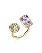 Rose De France Amethyst And Green Amethyst Statement Ring In 14k Yellow Gold - 100% Exclusive