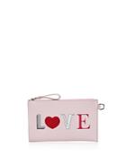 Longchamp Kiss & Love Love You Flat Leather Cosmetic Pouch