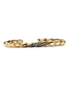 David Yurman Men's 18k Yellow Gold Cable Edge Black Diamond Pave Cuff Bracelet