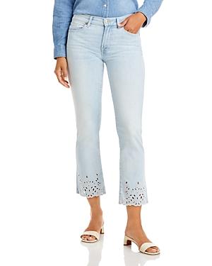 7 For All Mankind Emea High Rise Ankle Bootcut Eyelet Jeans In Clarity