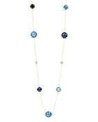 Freida Rothman Imperial Blue Station Necklace In 14k Gold-plated Sterling Silver, 36