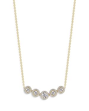 De Beers Forevermark Center Of My Universe Halo Five Stone Necklace In 18k Yellow Gold, 0.95 Ct. T.w.