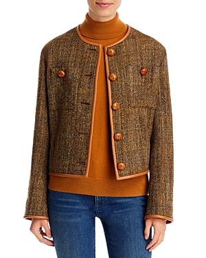 Lafayette 148 New York Leather Trim Jacket