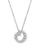 Diamond Initial O Pendant Necklace In 14k White Gold, .13 Ct. T.w.