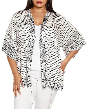 Belldini Plus Geometric Print Kimono Top