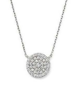 Diamond Cluster Circle Pendant Necklace In 14k White Gold, .50 Ct. T.w.