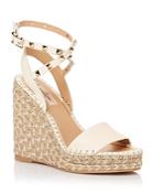 Valentino Garavani Women's Rockstud Double Espadrille Metallic Wedge Sandals