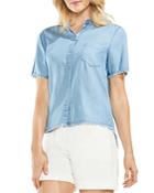 Vince Camuto Frayed Chambray Top