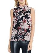 Vince Camuto Timeless Blooms Mock Neck Top