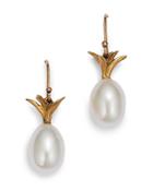 Annette Ferdinandsen Design 14k Yellow Gold Cultured Pearl Pineapple Drop Earrings