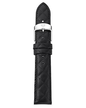 Michele Black Quilted Leather Watch Strap, 18mm